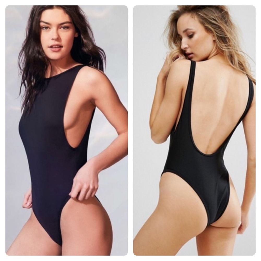 Evil Twin Riley black one piece open back bodysuit